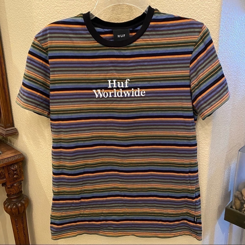 HUF WORLDWIDE Boys Striped T-Shirt Size Small